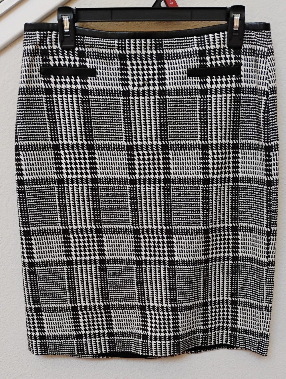 Talbots Black and White Glen Plaid Pencil Skirt